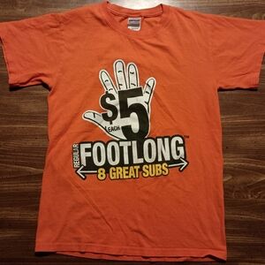 SUBWAY 5 DOLLAR FOOTLONG T-SHIRT - Small // Funny Food Classic Retro Brand Tee